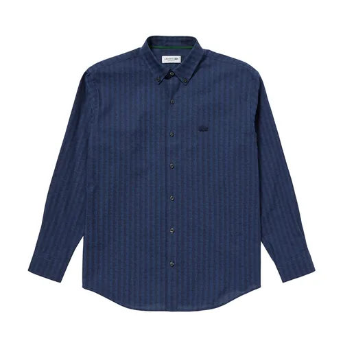 Áo Sơ Mi Dài Tay Nam Lacoste Tonal Monogram Button-Down Shirt CH4734 - 166 Màu Xanh Navy Size 38