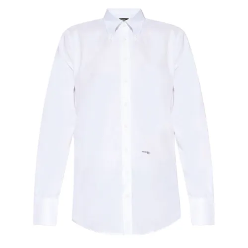Áo Sơ Mi Nam Dsquared2 White Shirt With Logo Slim S74DM0708 S47420-100 Màu Trắng Size 46