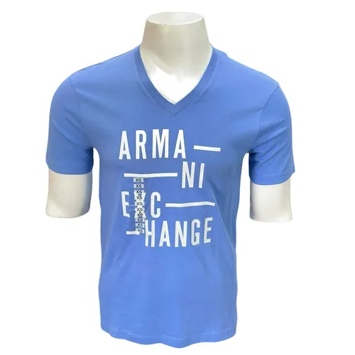 Áo Thun Nam Armani Exchange Cổ Tim 7VZTSH ZJH4Z Tshirt Màu Xanh Dương Size XS