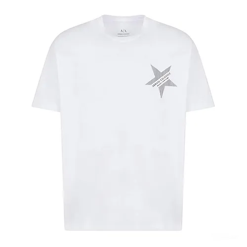 Áo Thun Nam Armani Exchange Hình Sao Nhỏ 3RZTLB ZJ8EZ Tshirt Màu Trắng Size M