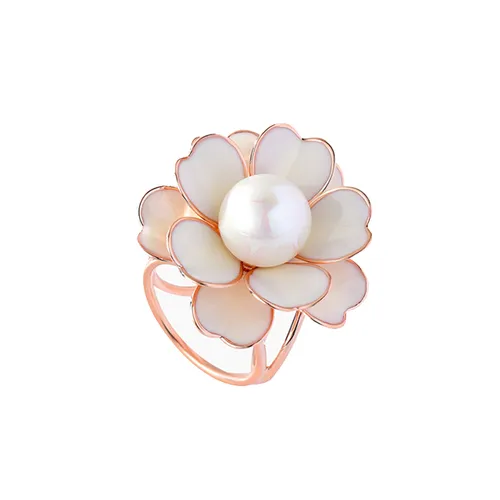 Cài Khăn Nữ Meri White Flower BR381 Màu Vàng Hồng