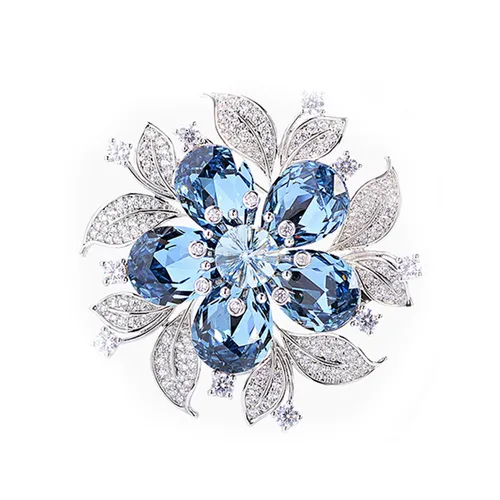 Cài Áo Nữ Meri Winter Flower BR939 Màu Xanh Bạc