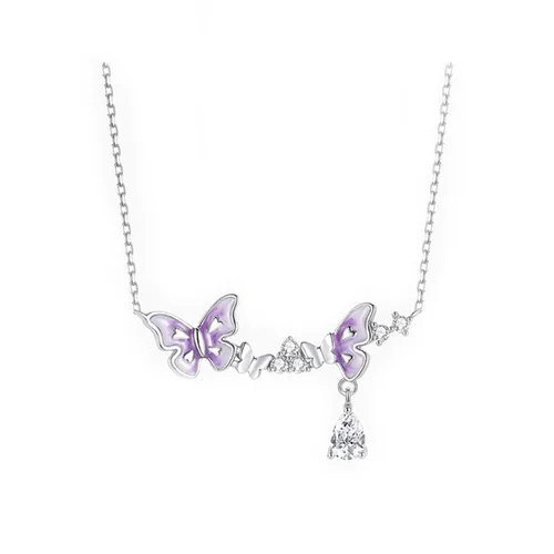 Dây Chuyền Nữ Kya Jewel Purple Petite Butterfly Crystal KN9 Màu Bạc Tím