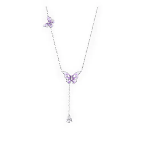 Dây Chuyền Nữ Kya Jewel Purple Petite Butterfly Drop KN7 Màu Bạc Tím