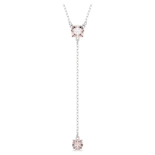 Dây Chuyền Nữ Swarovski Attract Y Necklace Round Cut, Pink, Rhodium Plated 5723570 Màu Hồng Bạc