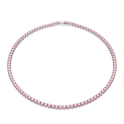 Dây Chuyền Nữ Swarovski Matrix Tennis Necklace Round Cut, Pink, Rhodium Plated 5681800 Màu Hồng