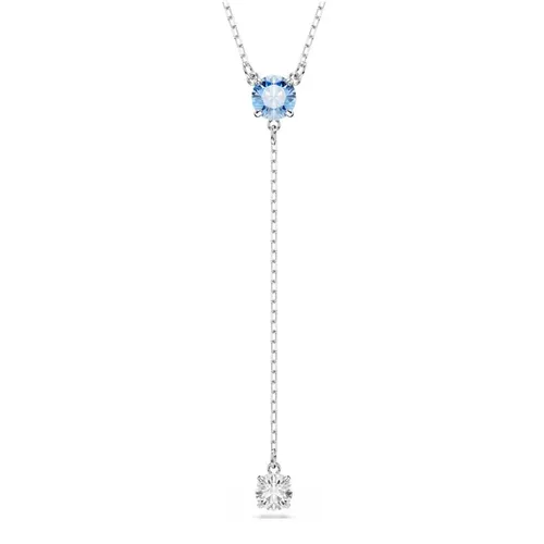 Dây Chuyền Nữ Swarovski Stilla Attract Y Necklace Round Cut, Blue, Rhodium Plated 030717344673 Màu Bạc Xanh