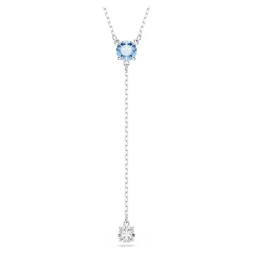 Dây Chuyền Nữ Swarovski Stilla Attract Y necklace Round Cut, Blue, Rhodium Plated 5734249 Màu Xanh Bạc
