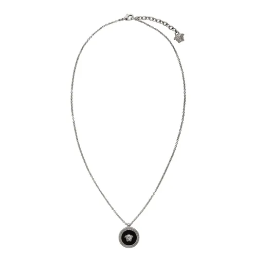 Dây Chuyền Versace Enamel Medusa Necklace DG17255-DJMR_DTU_UNICA_4J750 Màu Bạc Đen