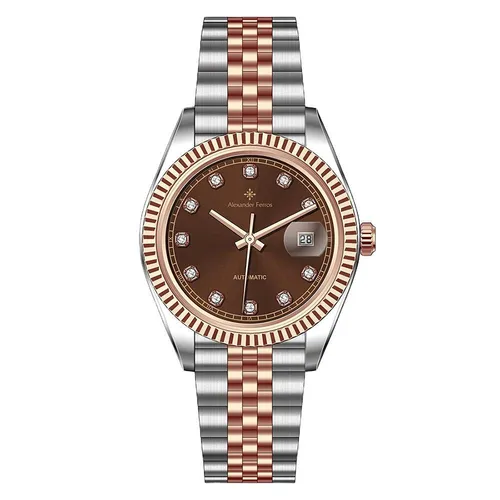 Đồng Hồ Nam Alexander Ferros 8132D/08 Màu Nâu - Bạc