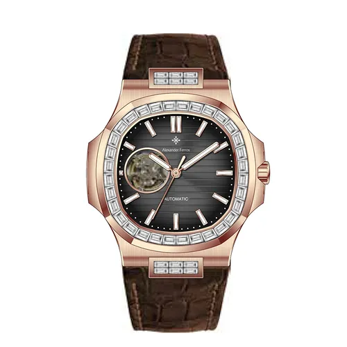 Đồng Hồ Nam Alexander Ferros  Automatic 6091R-01 42.5mm Màu Nâu