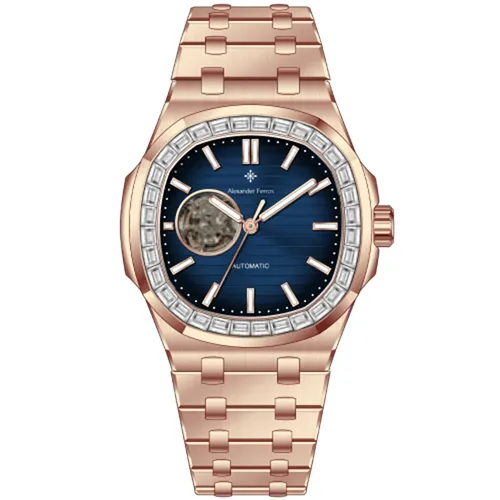 Đồng Hồ Nam Alexander Ferros Automatic 6091R-05 42.5mm Màu Xanh - Vàng Hồng