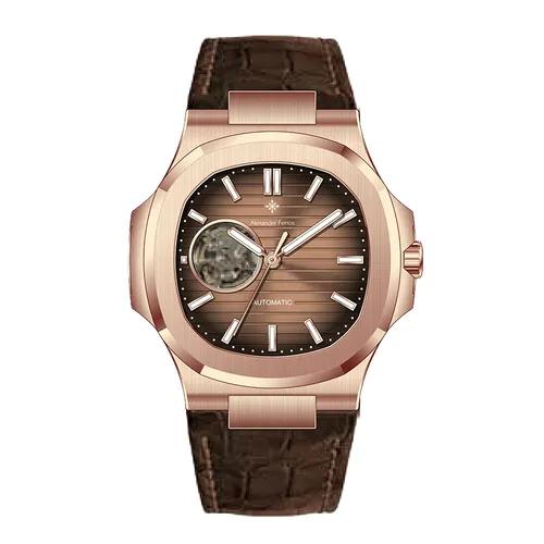 Đồng Hồ Nam Alexander Ferros Automatic 6102R-08 42.5mm Màu Nâu - Vàng Hồng