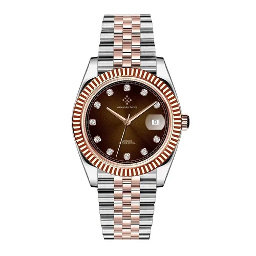 Đồng Hồ Nam Alexander Ferros Automatic 8032D-08 40mm Màu Nâu - Vàng Hồng