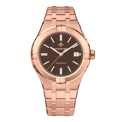 Đồng Hồ Nam Alexander Ferros Automatic Watch 3062R/08 Màu Vàng Hồng/Nâu