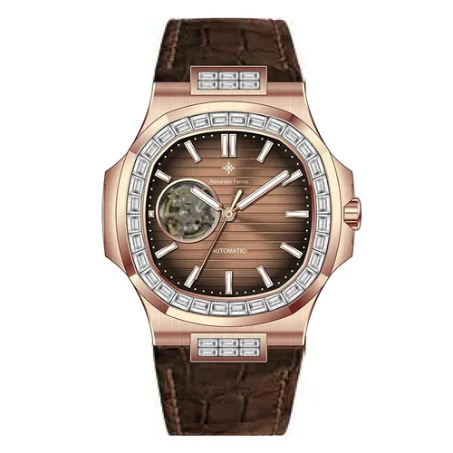 Đồng Hồ Nam Alexander Ferros Automatic Watch 6091R-08 Màu Nâu
