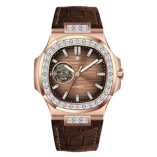 Đồng Hồ Nam Alexander Ferros Automatic Watch 6091R-01 Màu Nâu