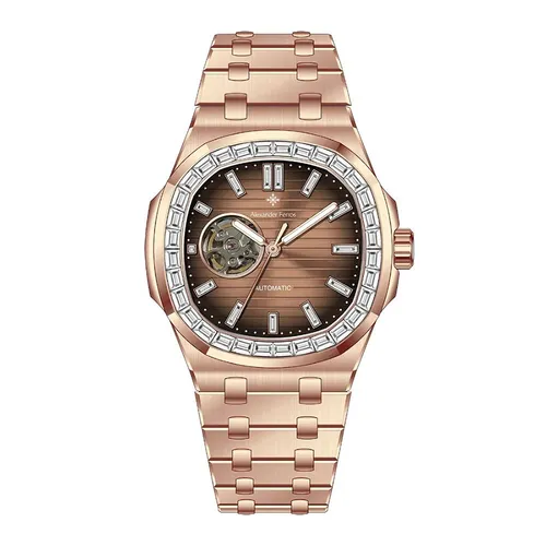 Đồng Hồ Nam Alexander Ferros Automatic Watch 6091R/08 Màu Vàng Hồng/Nâu