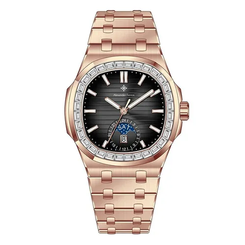 Đồng Hồ Nam Alexander Ferros Automatic Watch 6111R/01 Màu Vàng Hồng/Đen