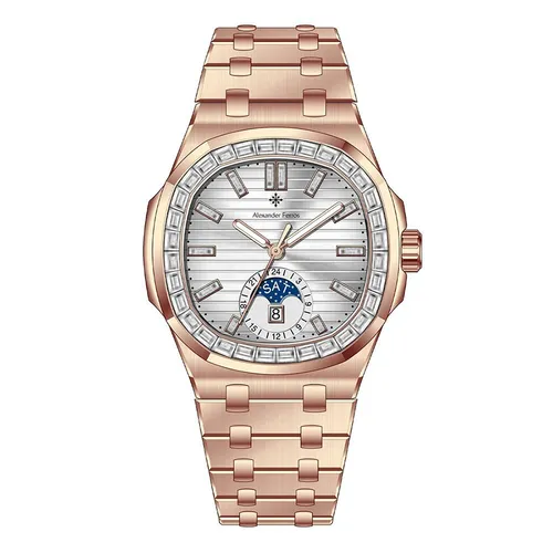 Đồng Hồ Nam Alexander Ferros Automatic Watch 6111R/02 Màu Vàng Hồng/Trắng