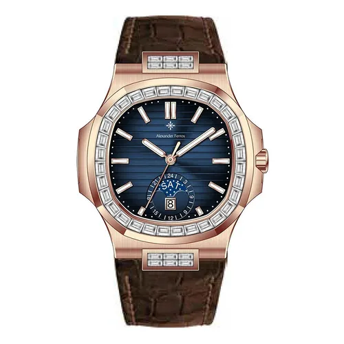 Đồng Hồ Nam Alexander Ferros Automatic Watch 6111R-05 Màu Nâu/Xanh
