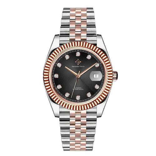 Đồng Hồ Nam Alexander Ferros Automatic 8032D-01 40mm Màu Đen - Vàng Hồng