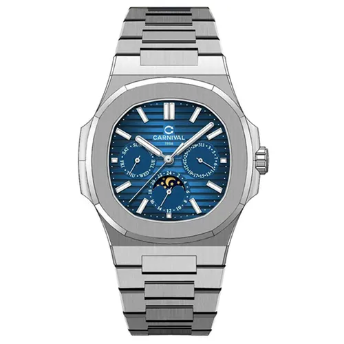 Đồng Hồ Nam Carnival Watch Automatic 8179G-VT-X Màu Bạc Xanh