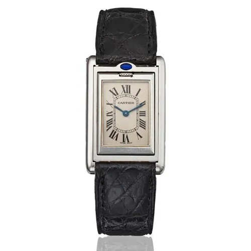 Đồng Hồ Nam Cartier Tank Basculante Ref 2405 Màu Đen Bạc