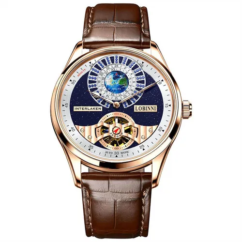 Đồng Hồ Nam Lobinni LB16038G-D1 Màu Nâu - Vàng Hồng