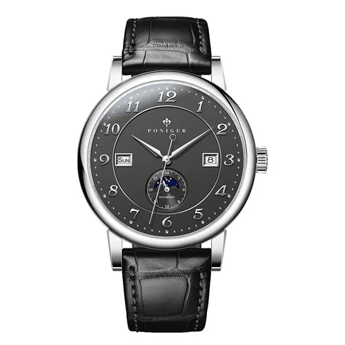 Đồng Hồ Nam Poniger Automatic Movement Mens Mechancial Wristwatch P915G-D4 Màu Đen