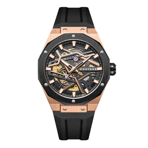 Đồng Hồ Nam Poniger Future Mechanical Design Watch 42mm P619G-S1 Màu Đen - Vàng