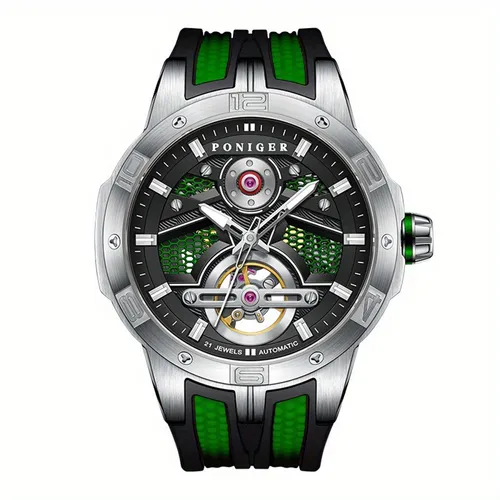 Đồng Hồ Nam Poniger Men's Skeleton Watch P621G-S2 Màu Xanh Đen