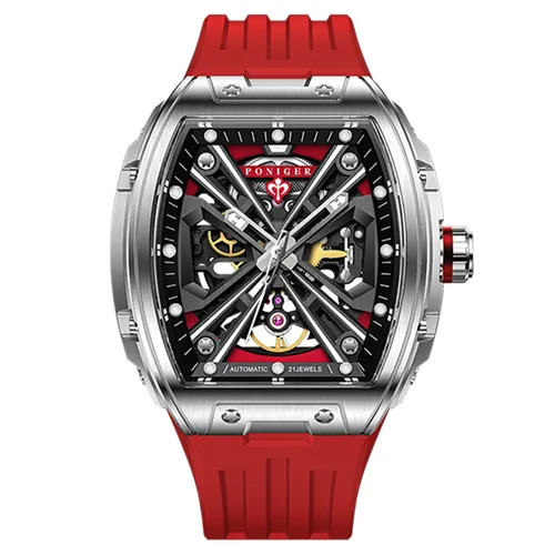 Đồng Hồ Nam Poniger P617G-S4 Automatic Màu Đỏ Xám