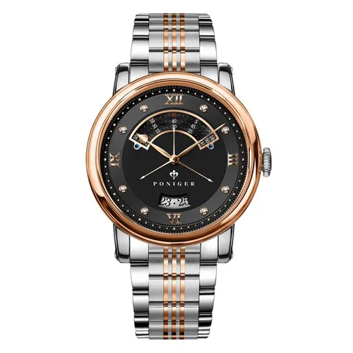 Đồng Hồ Nam Poniger P719G-T2 Automatic Màu Đen - Vàng Hồng