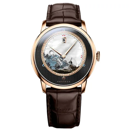 Đồng Hồ Nam Poniger P723G-D3 Automatic Màu Nâu - Vàng Hồng