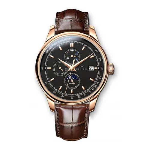 Đồng Hồ Nam Poniger P815G-D2 Automatic Màu Nâu Đen