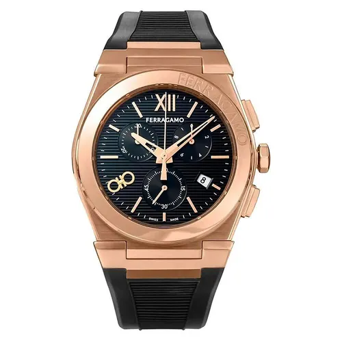 Đồng Hồ Nam Salvatore Ferragamo Vega Chronograph SFMR01324 Màu Đen Vàng Hồng