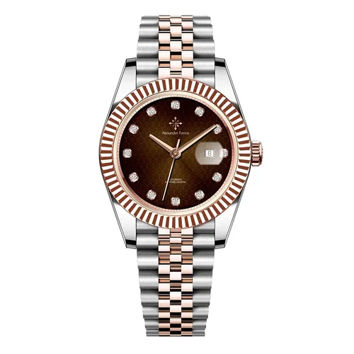 Đồng Hồ Nữ Alexander Ferros Automatic 8192D-08 31mm Màu Nâu Bạc