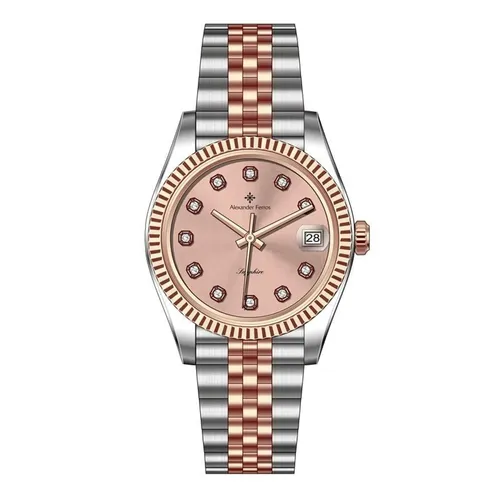 Đồng Hồ Nữ Alexander Ferros Quartz 8222D-16 31mm Màu Bạc Phối Vàng Hồng