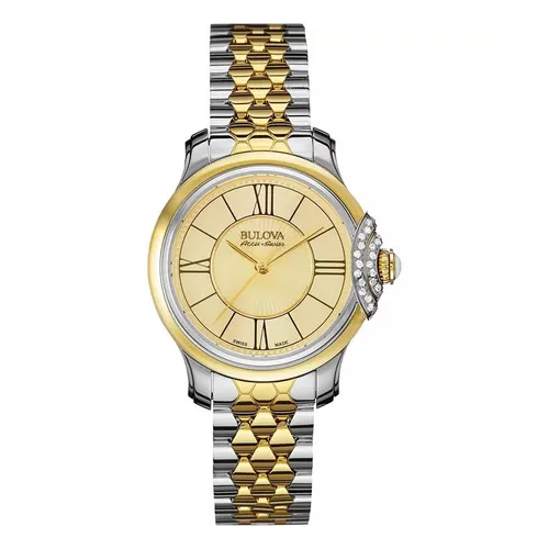 Đồng Hồ Nữ Bulova AccuSwiss Bellecombe Diamond Watch 34mm Màu Vàng Bạc