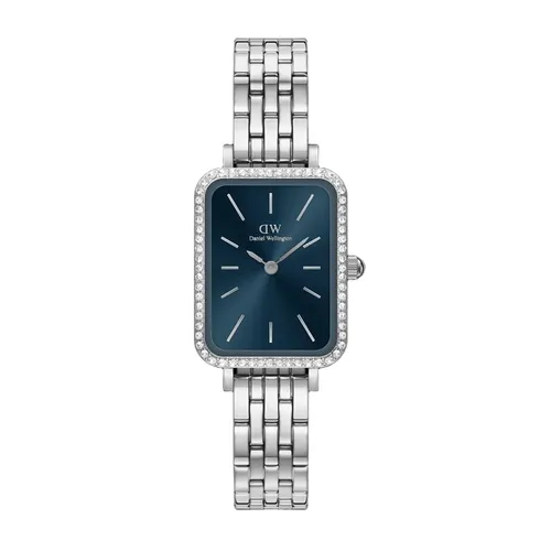 Đồng Hồ Nữ Daniel Wellington Quadro Lumine Bezel 5-Link Arctic Silver Màu Bạc Xanh