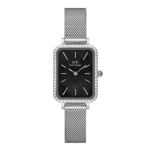 Đồng Hồ Nữ Daniel Wellington Quadro Lumine Bezel Sterling Black MOP DW00100667 Màu Bạc