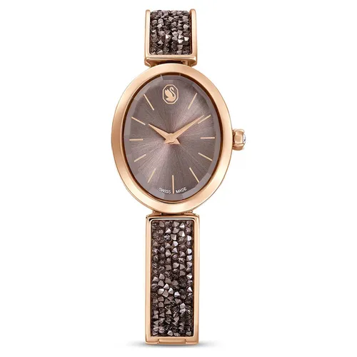 Đồng Hồ Nữ Swarovski Crystal Rock Oval Watch Swiss Made Crystal Bracelet Gray- Rose Gold Tone Finish 5656857 Màu Xám/ Vàng Hồng