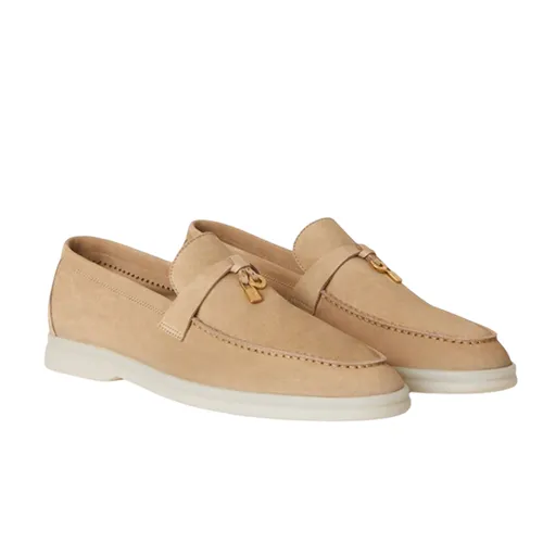 Giày Lười Nữ Loro Piana Summer Charms Walk Loafer Sandstone FAE5444-D044 Màu Nâu Vàng Size 37