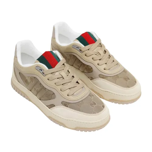 Giày Sneaker Nam Gucci Re-Web Beige And Dark Brown GG Nylon 831661 AAEX3 9646 Màu Be Size 6
