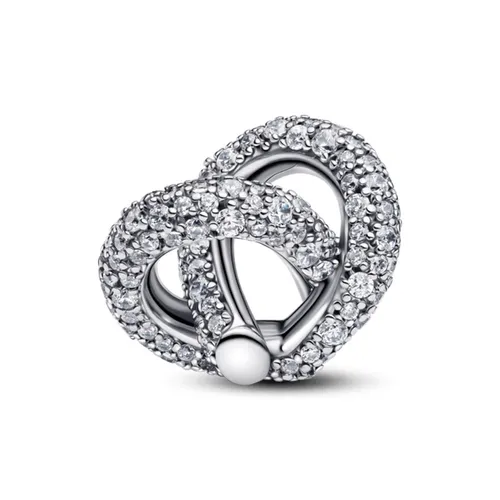 Hạt Vòng Charm Pandora Pavé Infinity Knot Heart Charm 793771C01 Màu Bạc