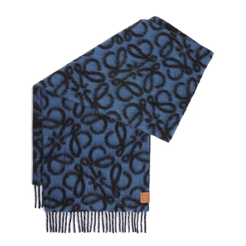 Khăn Quàng Cổ Loewe Anagram Patch Wool And Alpaca Blend Scarf Màu Xanh