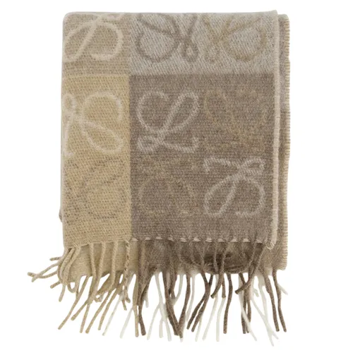 Khăn Quàng Cổ Loewe Beige Patch Work Cashmere Scarf With Tassel Detail Màu Be Nâu