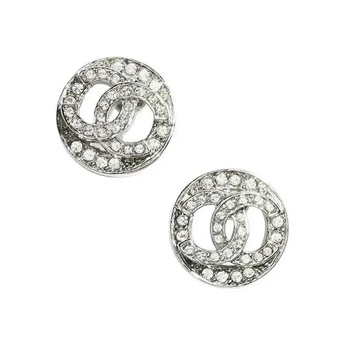 Khuyên Tai Nữ Chanel Crystal Earrings Màu Bạc