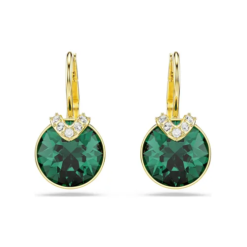Khuyên Tai Nữ Swarovski Bella V Drop Earrings Round Cut Green Gold-Tone Plated 5735389 Màu Xanh Vàng